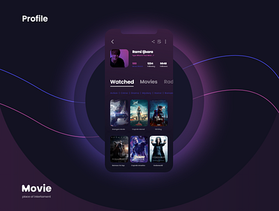 profile / movie app app brand branding concept dashboard flat illustration logo profile prototype slide ui uikit ux vector visual identity