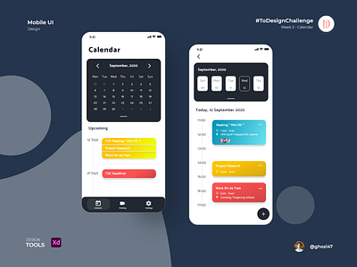 Calendar App design home ios mobile mobile app ui uiinspiration ux weeklyui