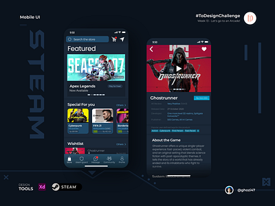 Let’s Go to an Arcade gaming ui ios mobile app page steam store ui uiinspiration ux weeklyui
