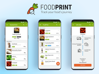 FoodPrint - Agriculture & Food solution using Blockchain agriculture blockchain logo mobile mobileapp ui ux
