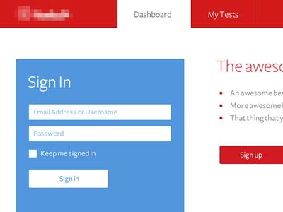 Sign In Panel blue form login red sign in ui