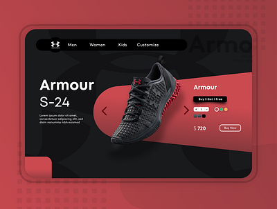 Under Armour Web Design 3d shoe adobe black design gaming graphicdesign idea inspiration instagram logo red remake ui uidesign underarmour web webdesign website