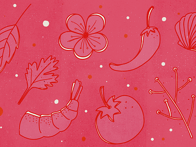 Pattern cook cooking flowers pattern shrimp tomato