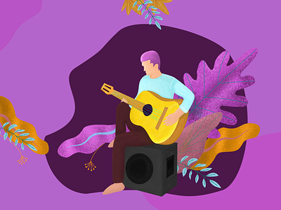 music illstration design guitar illustration men music ui ux