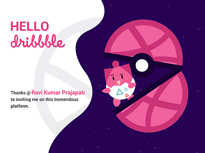Hello Dribbble ball colors debute dribbble first hello invite pokemon shot stars universe