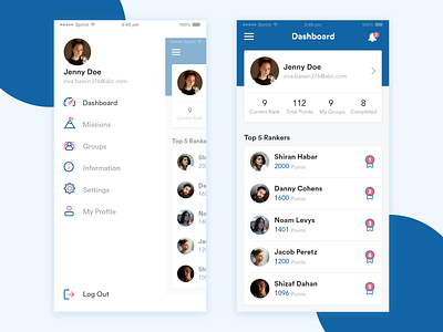 Leaderboard & Side Menu app dashboard ios leaderboard menubar profile ranking sidemenu ui