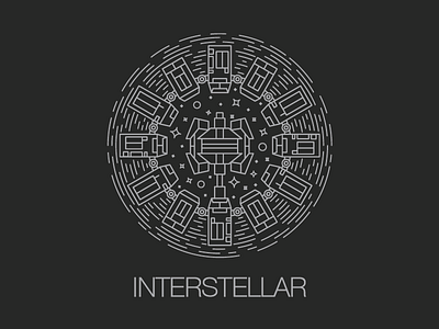 INTERSTELLAR back cards design film illustration interstellar line linework nickvlow nolan playing poker