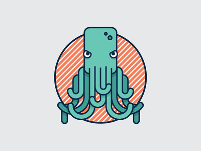 Octopusey creature icon illustration line octopus sea stroke