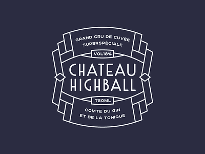 Chateau Highball artdeco gin label linework stroke tonic vintage