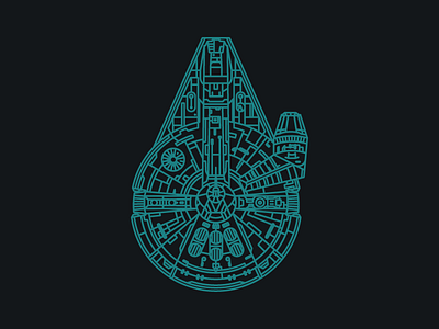 Solo Falcon hansolo line linework milleniumfalcon spaceship starwars stroke yt 1300