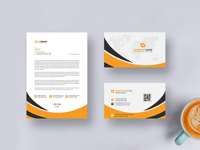 Business Brand Identity and Stationery Template Design branding business business card company letterhead creative design graphic design graphicsobai identity letterhead minimalist modern popular print simple business card stationary