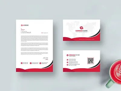 Business Brand Identity and Stationery Template Design branding business card business letterhead company letterhead design graphic design graphicsobai identity logo minimalist mockup modern popular print stationary template