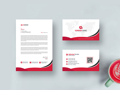 Business Brand Identity and Stationery Template Design branding business card business letterhead company letterhead design graphic design graphicsobai identity logo minimalist mockup modern popular print stationary template