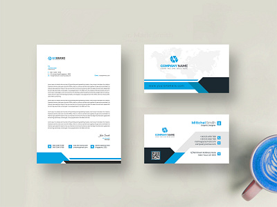 Corporate Identity Template With business card Letterhead Design banner brand brand identity branding business business card card company creative design graphic design graphicsiobai identity letterhead popular print professional stationary template