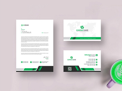Brand Identity Stationery With business card Letterhead Design banner brand brand identity branding business business card card company creative design graphic design graphicsobai identity letterhead popular print professional stationary template