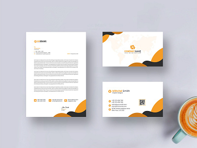 Brand Identity Stationery With business card Letterhead Design bannner brand brand identity branding business business card card company creative design graphic design graphicsobai identity letterhead popular print professional stationary template