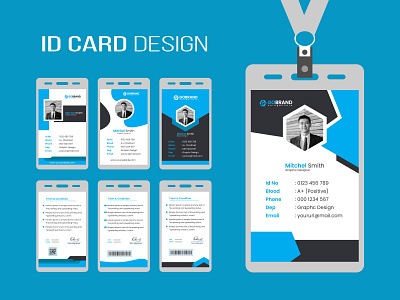 Simple ID Card Design Template branding business card card card design corporate id card design graphic design graphicsobai id id card idcard logo office id card popular print simple id card