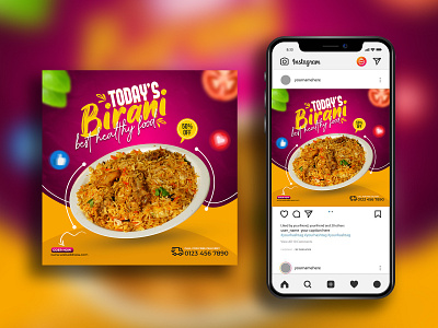 Birani Food Social Media Template Design banner banner design banner template design birani birani banner design birani social media design branding business card design graphic design graphicsobai instagram post design logo popular print social media social media banner social media post