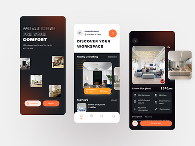 Co-working Spaces app design clean ui co working space color app color app design coworking working minimal ui mobile design modern app popular app popular color shot popular design rent app rent space space rent trend 2021 uiux