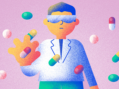 The Future of Medicine 2d character doctor flat geometric health illustration illustrator medicine texture ui vector