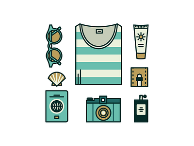 summer vacation beach holiday icon line pictogram summer sun sunny vacation vector