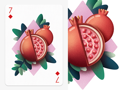 7♢ card fruit fun game grain leaf nature plant playing card pomegranate texture vector