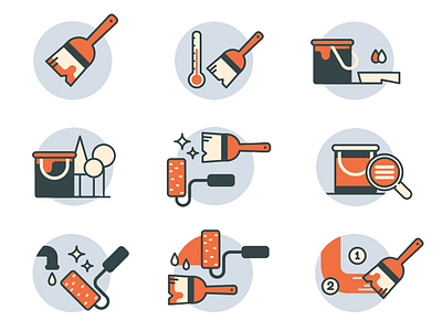 hardware/building supplies icons brush bucket building construction editorial hardware home house icon illustration paint refurbish