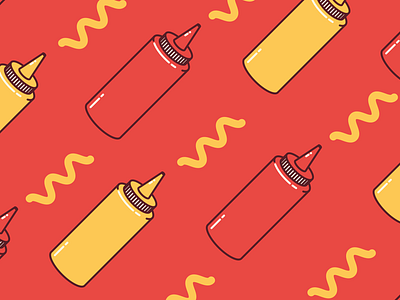 condiment bottles bottle burger food fun icon ketchup mustard pattern red squeeze vector