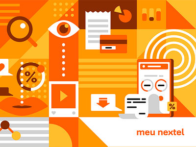 Unused concept illo for Nextel's app app eye geometric illo illustration minimal mobile mouth orange vector