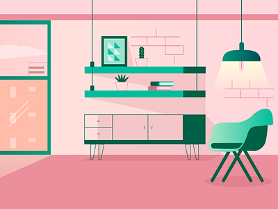 Living room #2 branding decor design geometric home house icon illustration illustrator living room minimal room ui vector