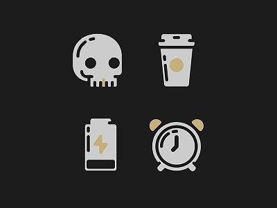 I Love Mondays icon set 2d battery coffee design flat geometric icon illustration illustrator line minimal monday skull vector week