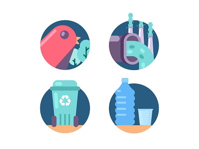 Circular Economy Illos animal bird character design flat icon illustration minimal nature recycle recycling vector water