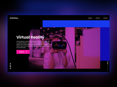 Virtual Reality Landing Page UI clean creative dailyui design figma landing page minimalist mockup prototype reality space tutorial ui ux virtual web website