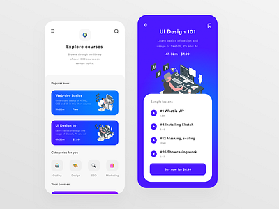 Courses App UI 2020 app design design flat inspiration interface minimal mobile mobile app mobile design mobile trends mobile ui mobileinspiration mobiletrends mobileui trending uidesign uiinspiration uitrends uiuxdesign