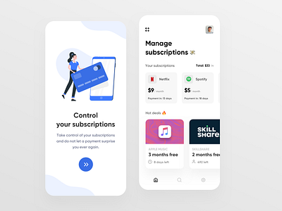 Subscription Management App UI by Michael Filipiuk on Dribbble