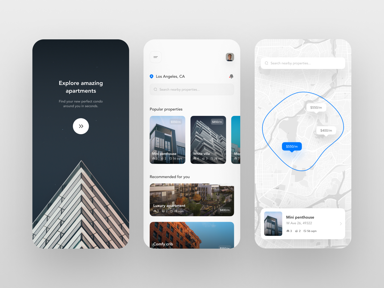 Apartment Rental App UI by Michael Filipiuk on Dribbble