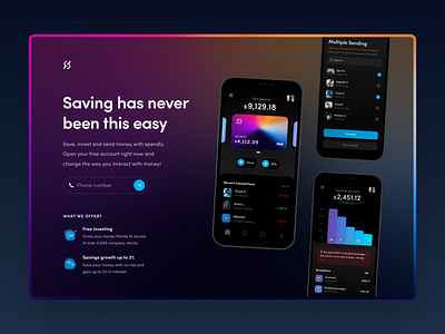 Banking App Landing Page app design design fireart fireartstudio flat inspiration interface minimal mobile mobile app mobile design mobile ui mobileinspiration mobiletrends mobileui trending uidesign uiinspiration uitrends uiuxdesign