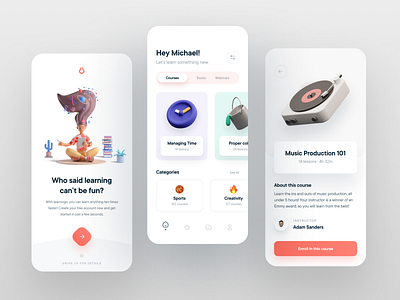 Courses App UI app design design fireart fireartstudio flat inspiration interface minimal mobile mobile app mobile design mobile ui mobileinspiration mobiletrends mobileui trending uidesign uiinspiration uitrends uiuxdesign