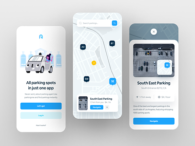 Parking App UI design illustration inspiration interface logo minimal mobile mobile app mobile design ui