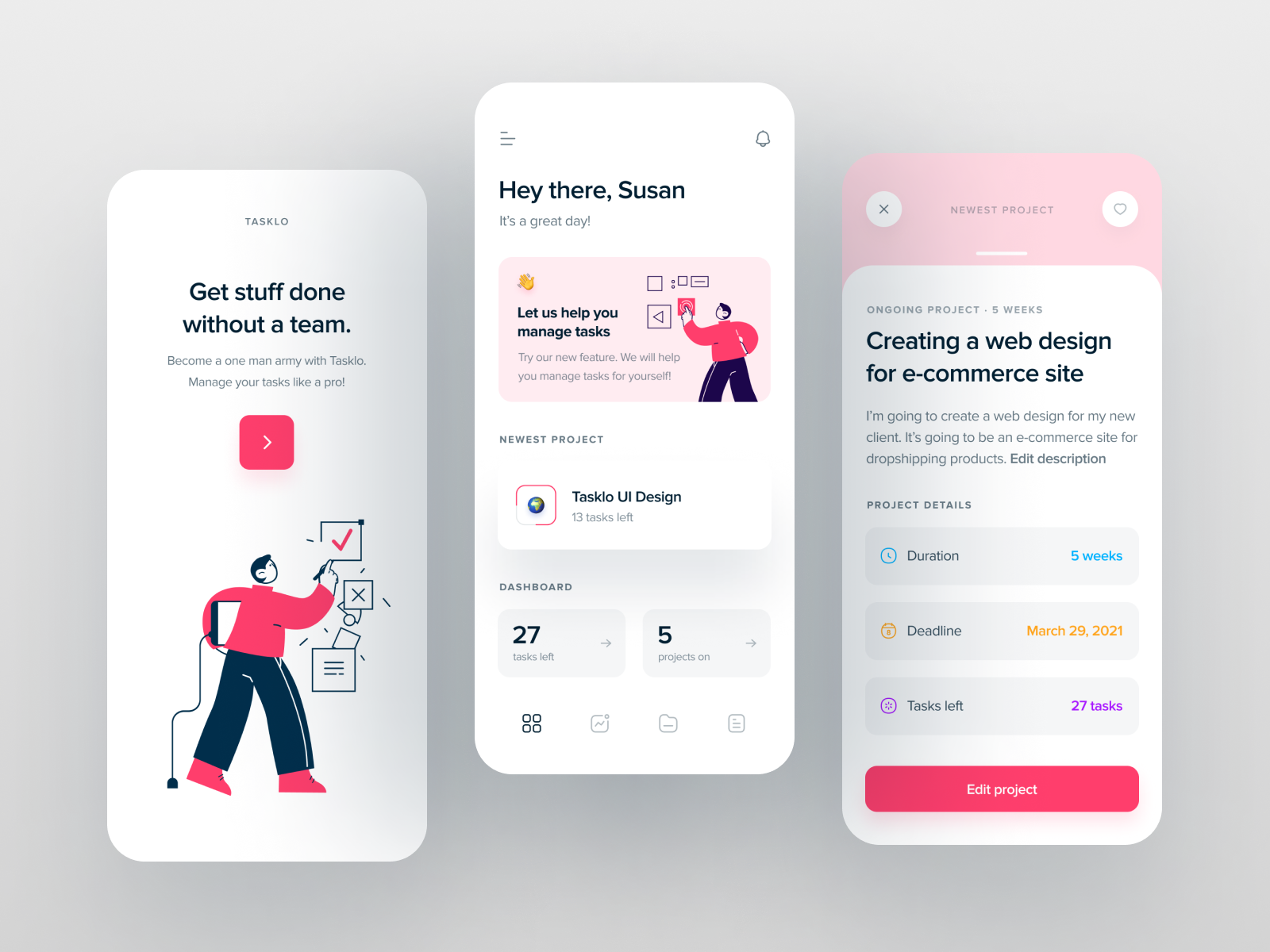 Project Management App UI by Michael Filipiuk on Dribbble