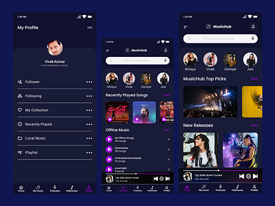 Music app mockups