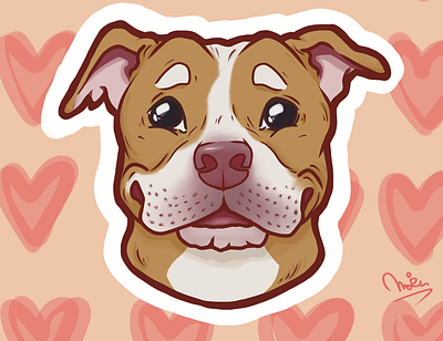 Pitbull sticker cute design digital digital art dog heart illustration innocent mikro mizu pitbull soul sticker sweet valentine