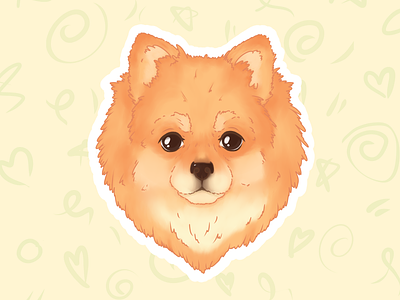 Pomeranian pup sticker cute design dog illustration mikro mizu orange pomeranian puppy sticker sticker design stickers