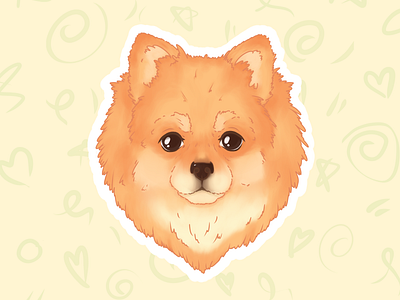 Pomeranian pup sticker