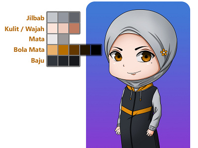 Anime Chibi Character Color Pallet animasi animation anime cartoon chibi color color palette cute hijab indonesian islam muslim pallet