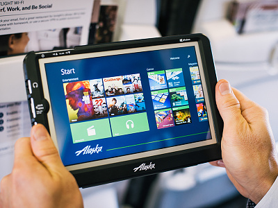 Alaska Airlines In-Flight Entertainment branding dark minimal prototyping tablet ui ux windows 8 wireframes