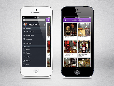 Liqr Collections and Menu ios iphone ui ux