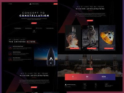 AstroDigital Website Redesign | UI UX design black theme ui black website clean design digital earth elegant galaxy landing page minimalistic modern orbit design slick space website spaceship ui design ui ux universe web ui website