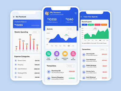 Banking App Ui- New Shot app design app ui bank bank app banking app colorful app dashboard design dribbble dribbble invite expenses tracker financial app first shot invitation iphone app mobile app mobile ui design money saving app profile stats ui design