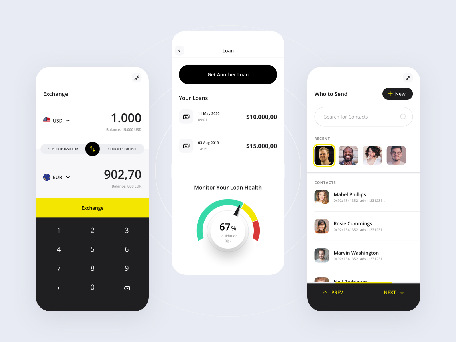 Crypto Wallet - Exchange & Loan Screens by Wlitz on Dribbble